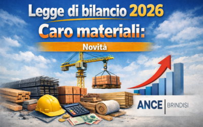 Legge di Bilancio 2026 – Caro materiali: l’informativa ANCE Brindisi trasmessa alle Stazioni Appaltanti
